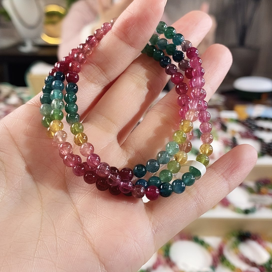 碧玺手串未镶嵌G2353三圈颜色微差