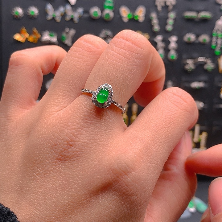 翡翠戒指银S925镶嵌戒指