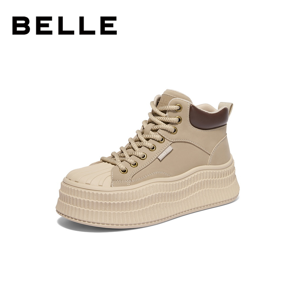 【丽公主】百丽增高厚底高帮板鞋女2024冬新商场同款休闲鞋B9P1DDM4
