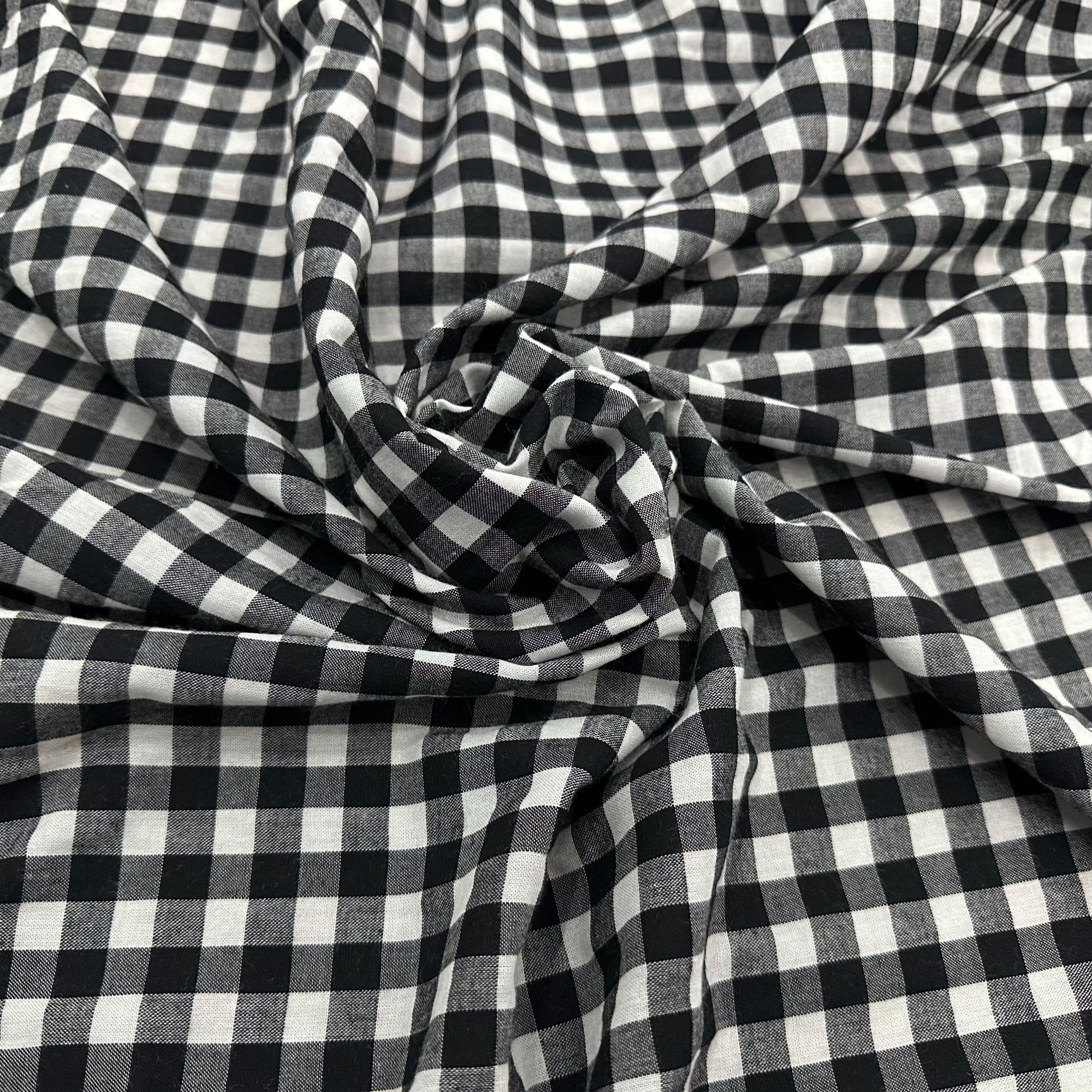 经典黑白朝阳格全棉面料
