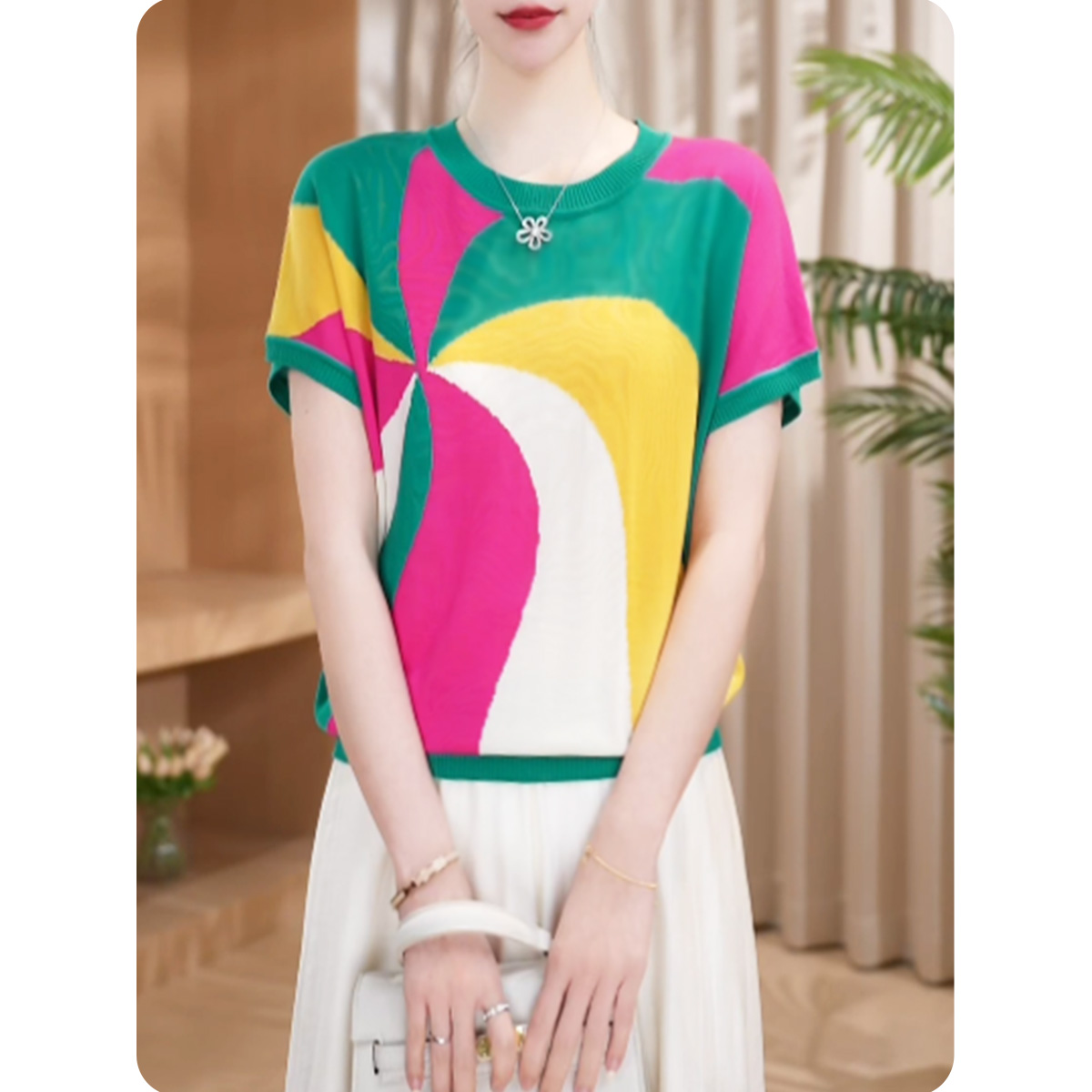<TS2>风/车新品女士宽松小衫气质上衣时尚休闲女装2ZS01CZ138