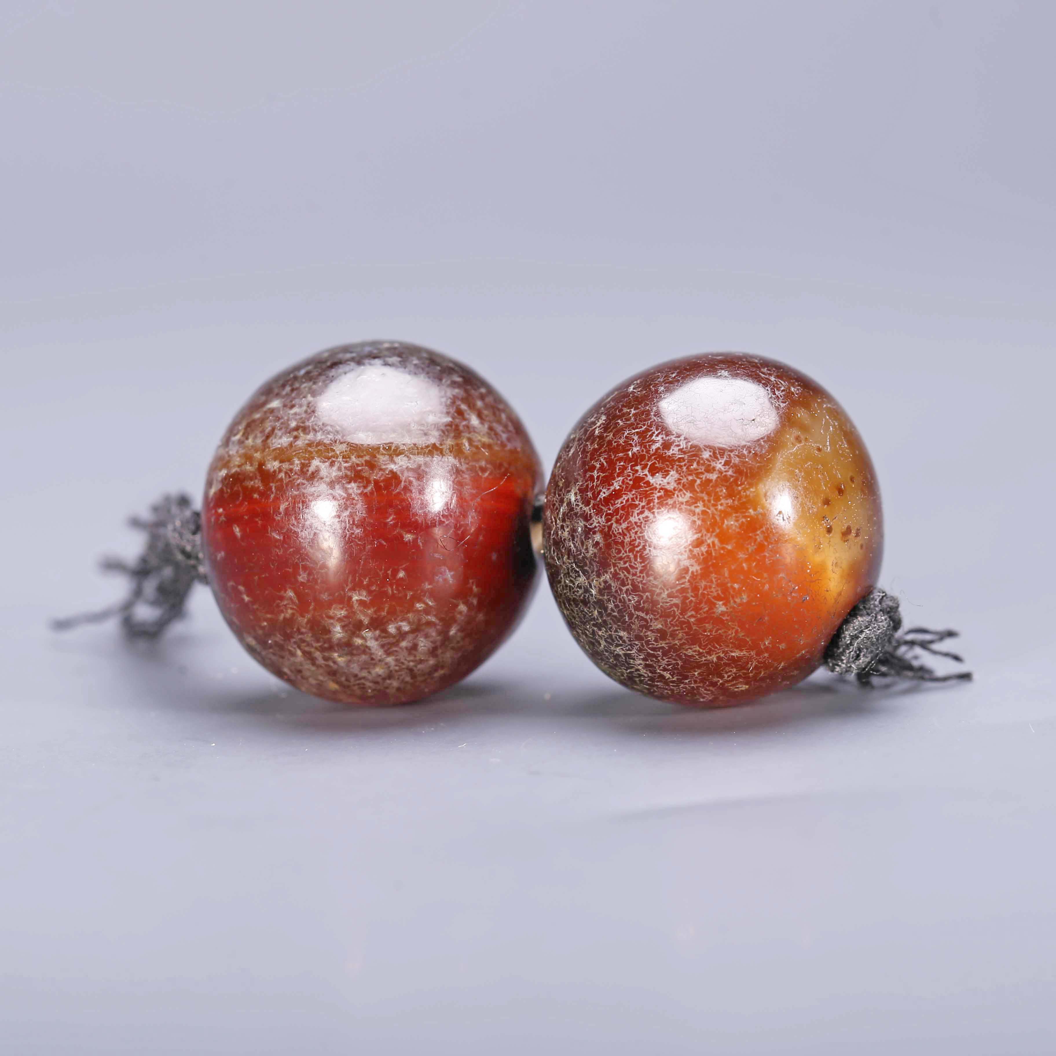 【济文阁】JFYG20121739清代 糖球玛瑙对珠