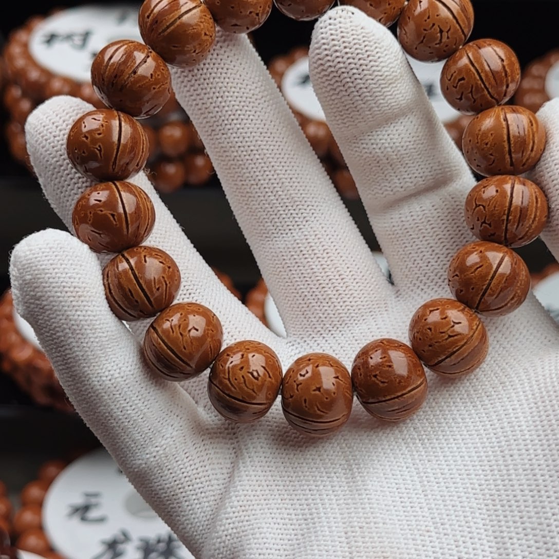 ℡***ぷ桃核手串东北桃核红魔苹果圆