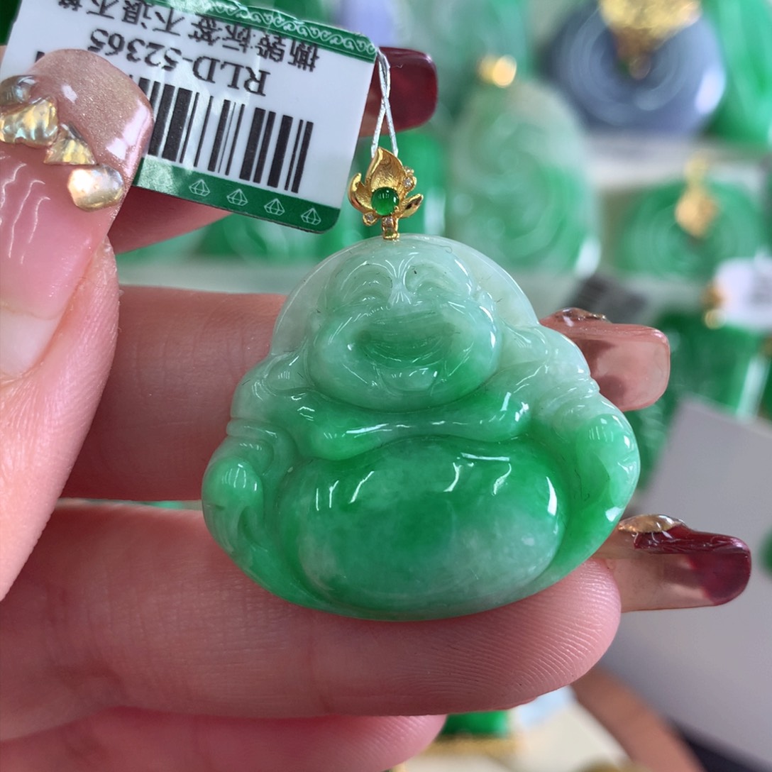 翡翠吊坠(不含链)18K金镶嵌