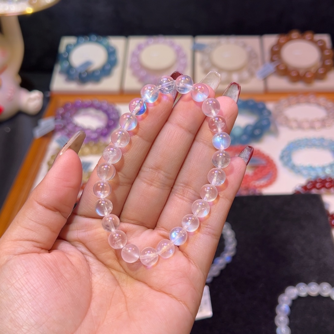 拉长石手串未镶嵌没****远蓝月光7.9m m