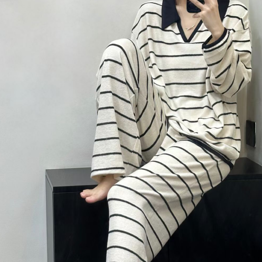 UMI小众设计ins套装可家居可外穿秋冬大码银dede长款