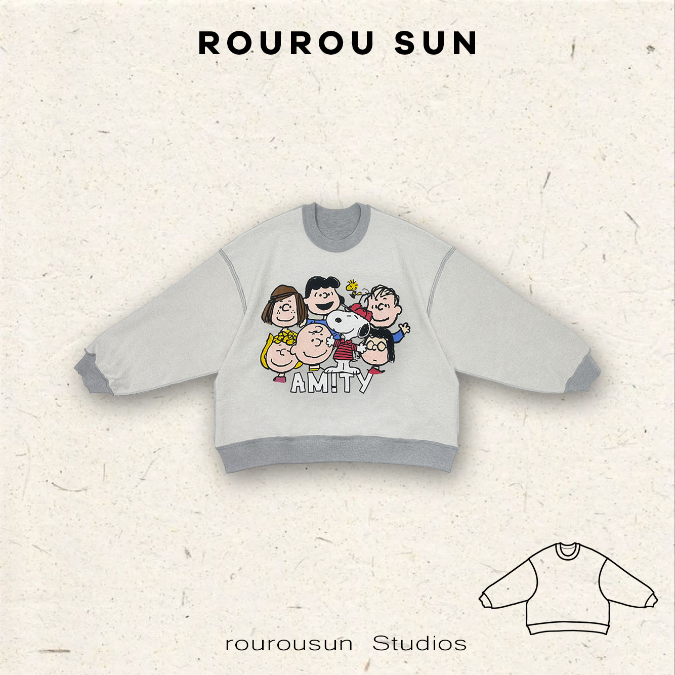 50313冬款女装韩版宽松减龄圆领卡通印花两面穿长袖休闲套头卫衣