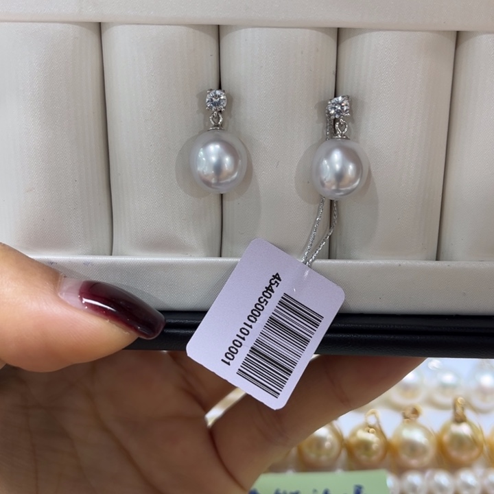 海水珍珠耳饰银S925镶嵌10-11mm