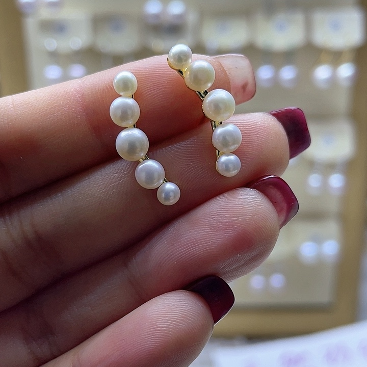 淡水珍珠耳饰银S925镶嵌