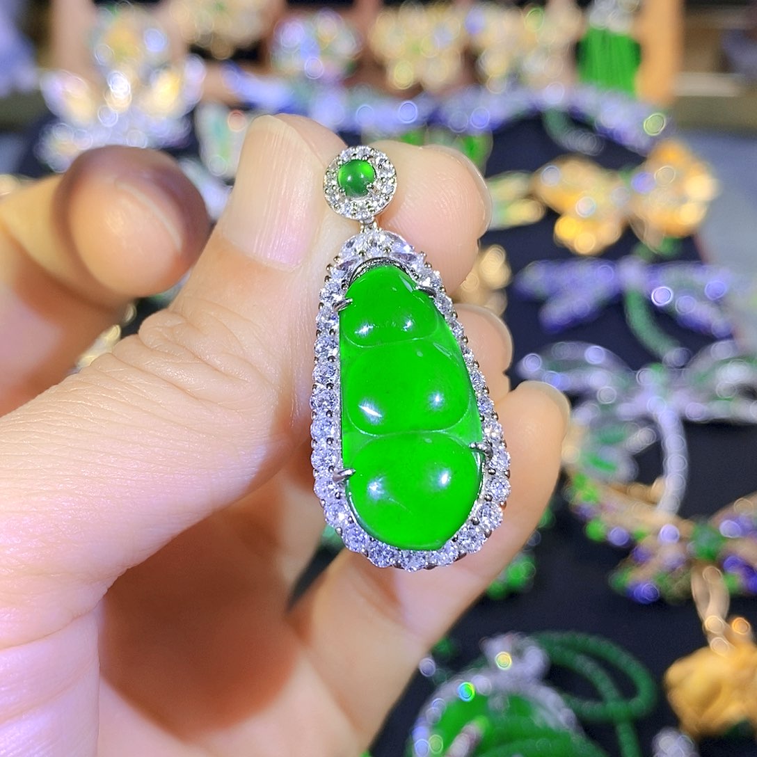 吊坠(不含链)银S925镶嵌翡翠