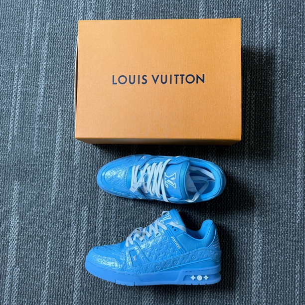 未使用 LouisVuitton/路易威登 Trainer漆皮牛皮革板鞋/9码/0195