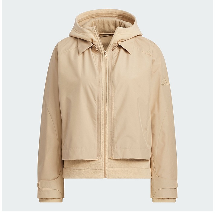 阿迪达斯拒水防泼二合一运动休闲连帽夹克外套「睿族工壳」JM8856