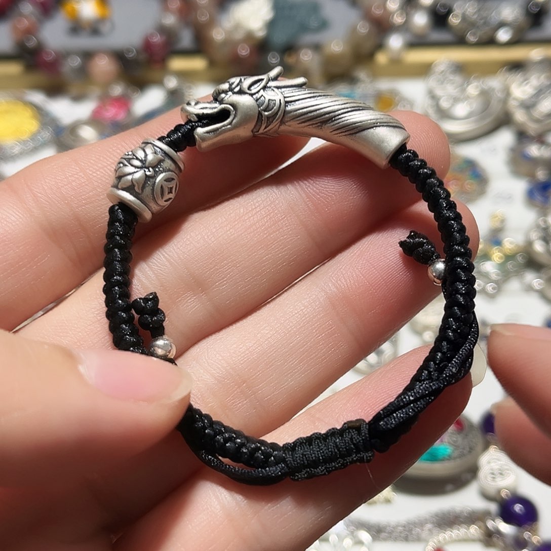 吊坠足银珐琅龙头