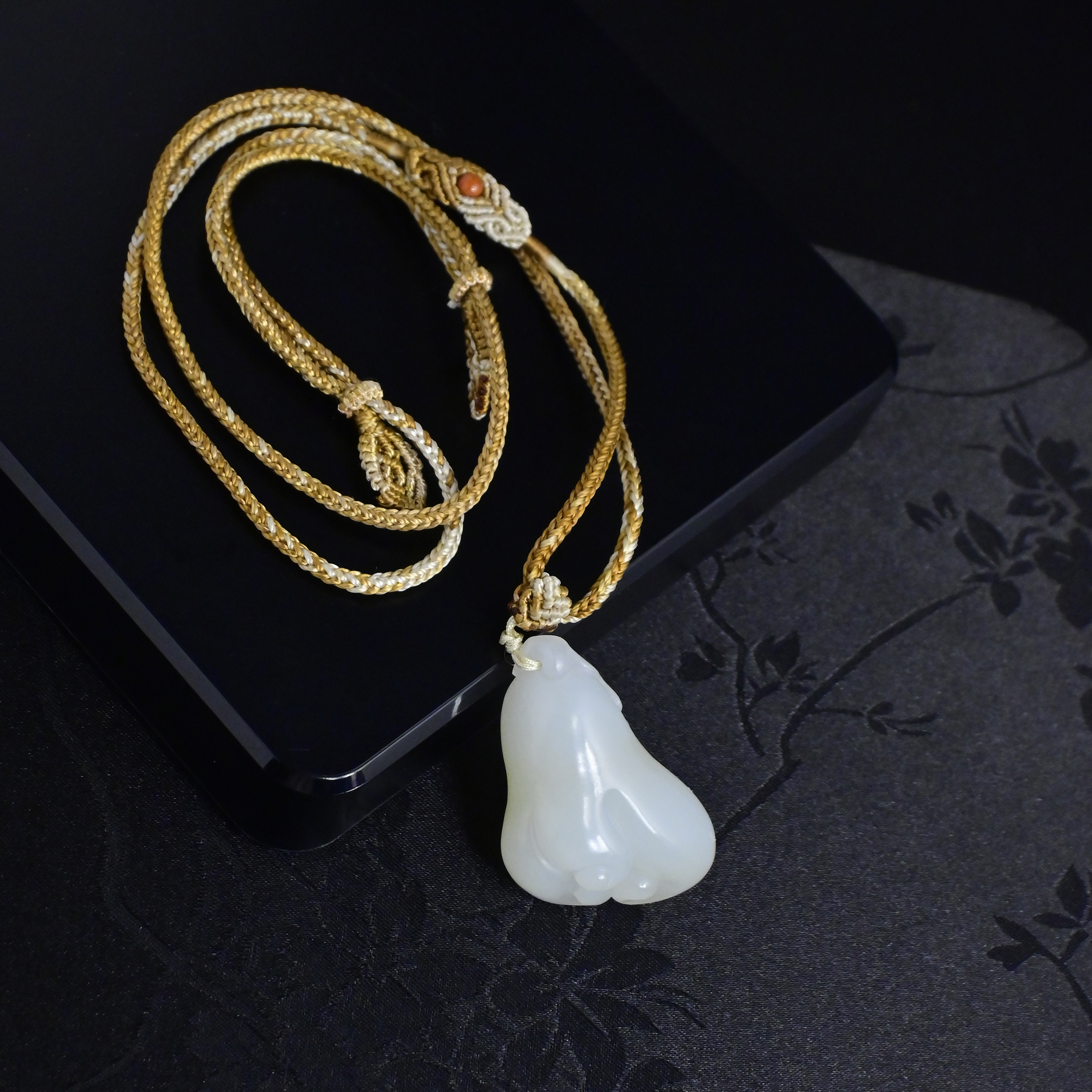 【白沙传承】天然和田玉佛手圆满吊坠项链 X0024