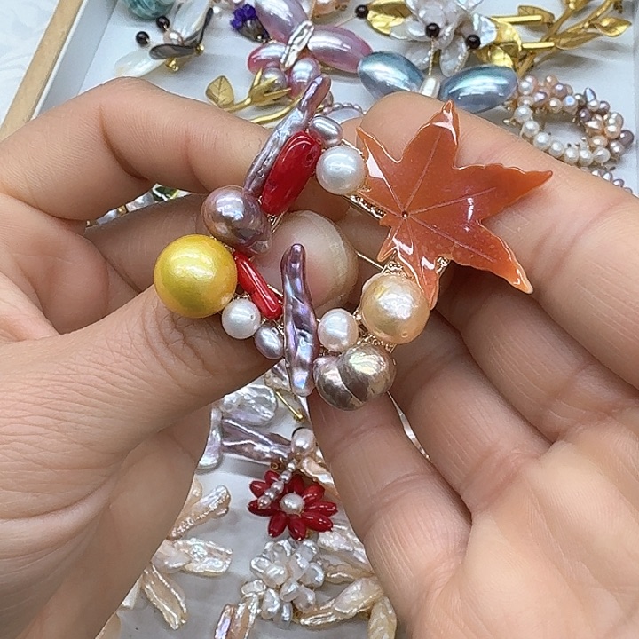 淡水珍珠发饰银S925镶嵌