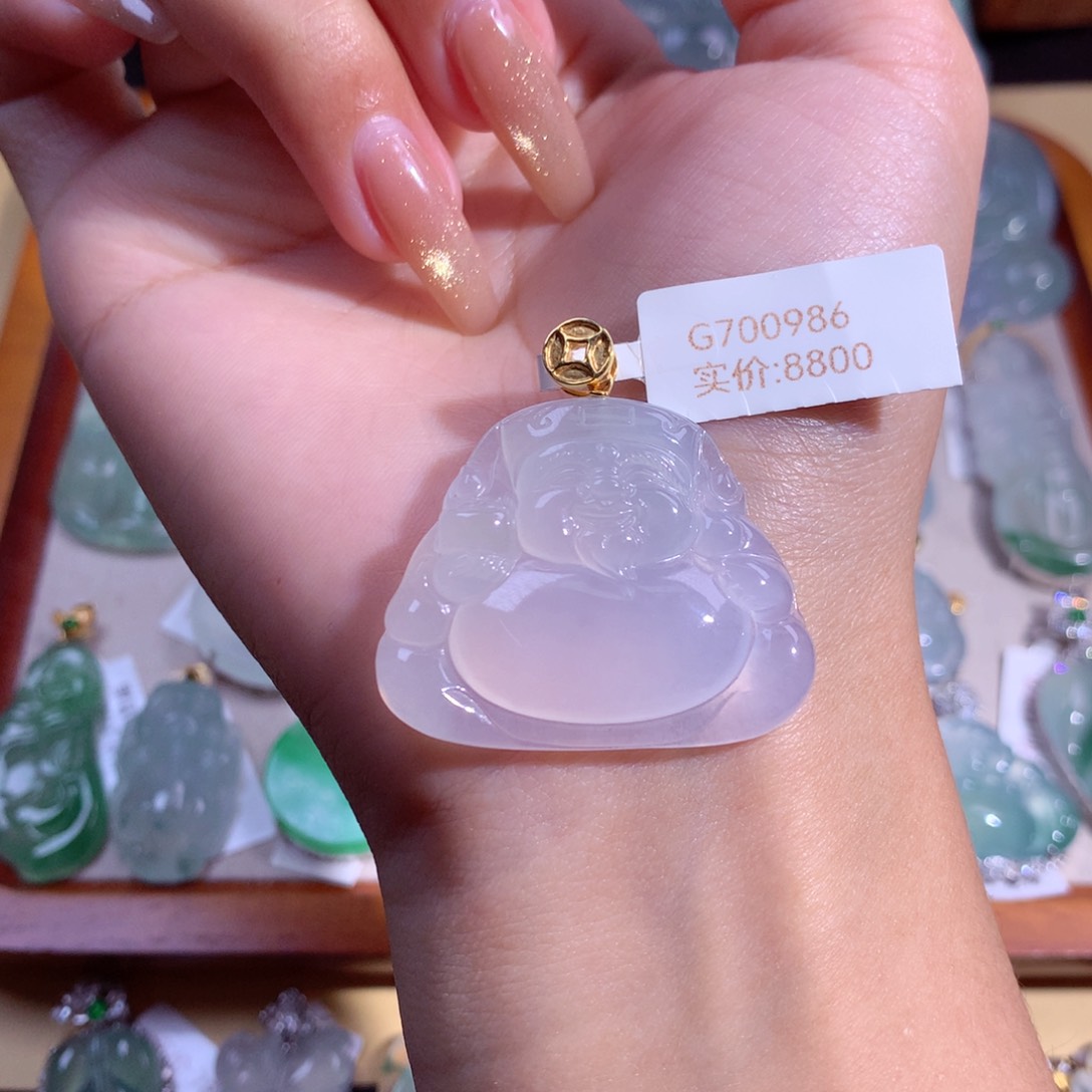 翡翠吊坠(不含链)18K金镶嵌