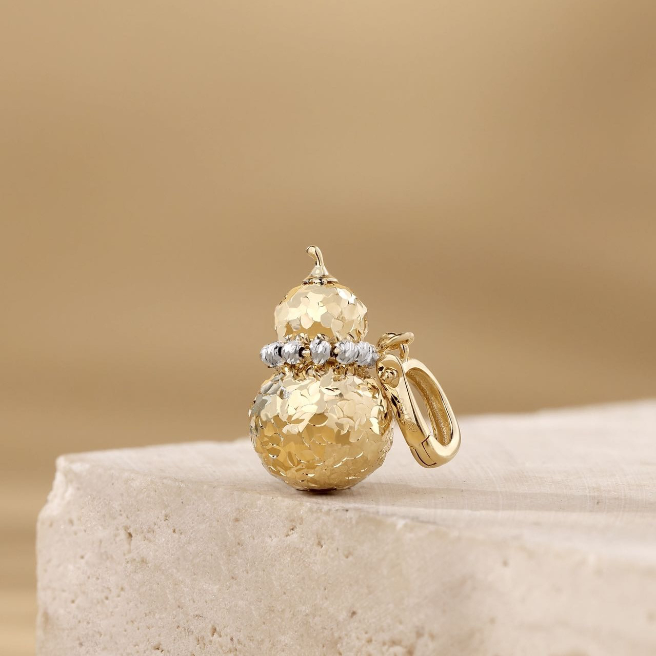 意大利进口18K金双色碎碎冰葫芦吊坠万能扣轻奢时尚精美精致百搭