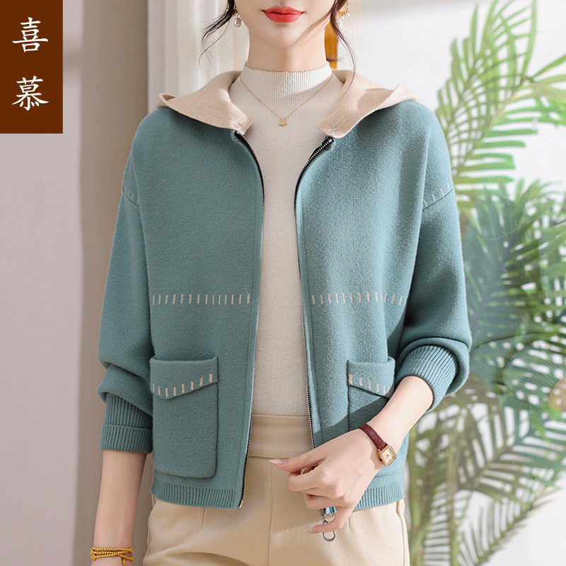 妈妈秋装红色本命年针织外套短款小个子百搭衣服中老年女秋季上衣