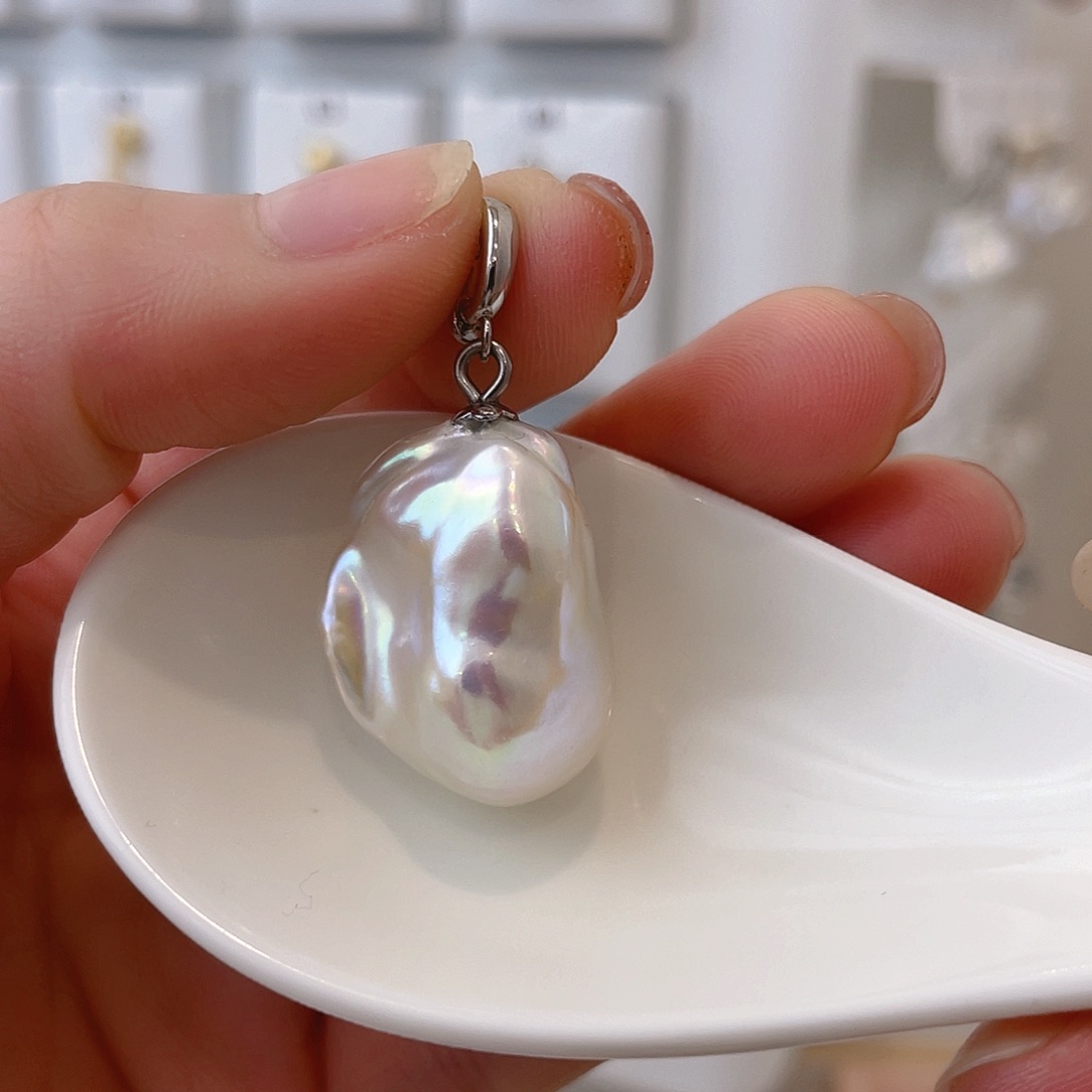 淡水珍珠天然珍珠巴洛克银S925镶嵌随*