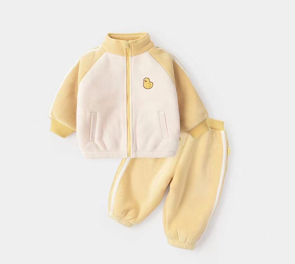 新款套装秋冬新款男童儿童冬装两件套女童加绒加厚衣服童装