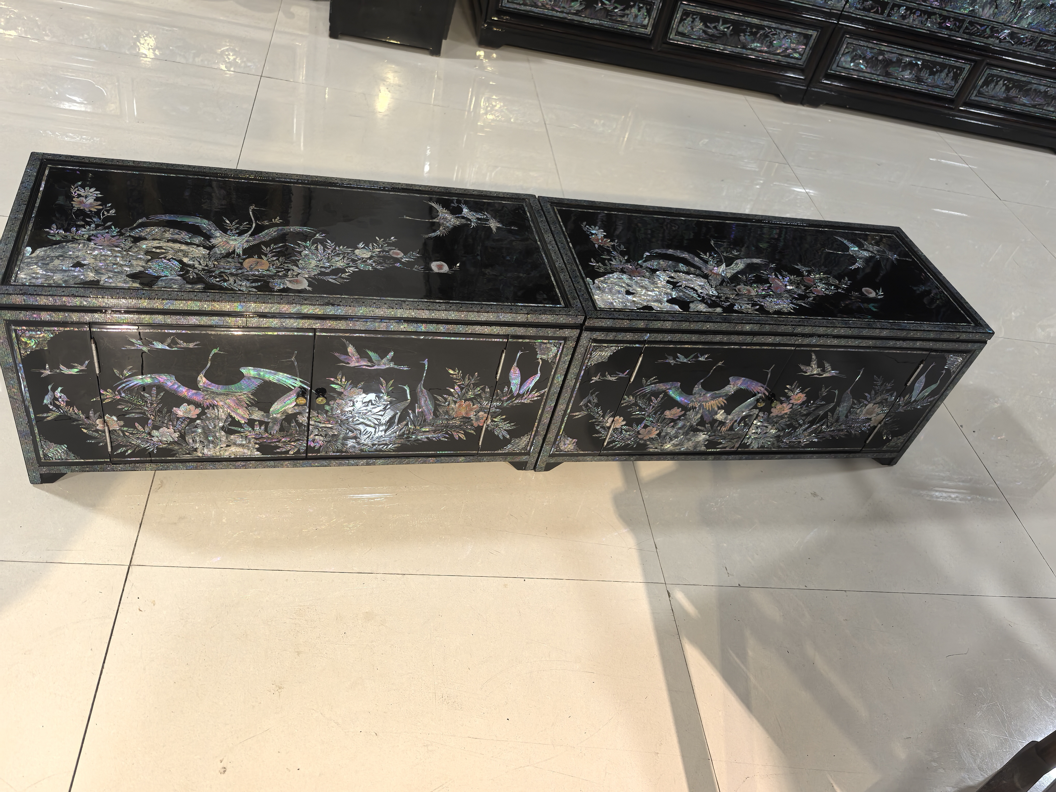 罗甸镶嵌电视柜置物柜一对    