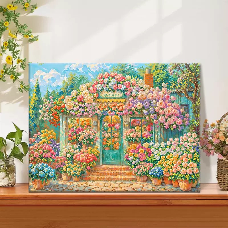 望夏花艺|数字油画diy真心遮盖六代颜料填色涂色手绘礼物油彩装饰