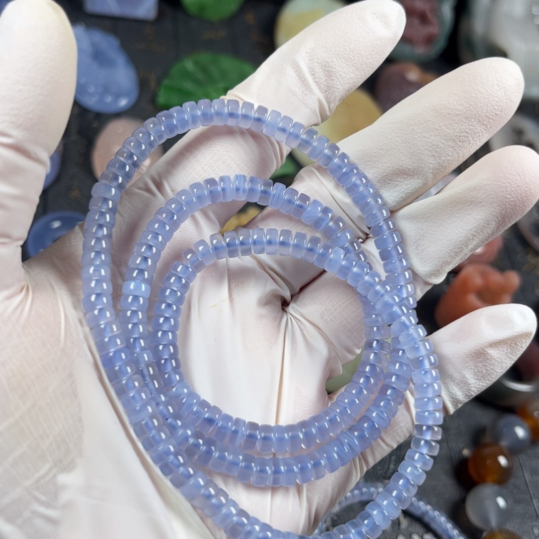 玛瑙/玉髓手链未镶嵌蓝玛瑙多圈手链