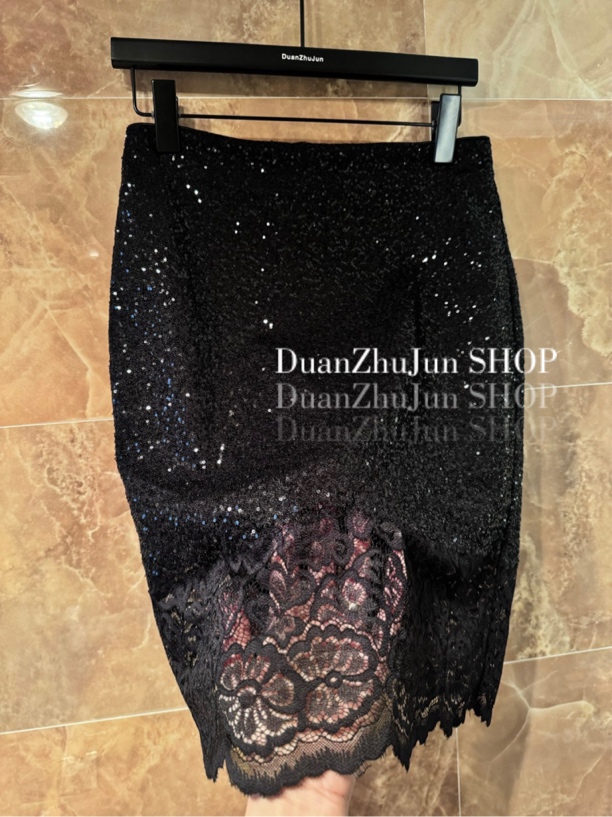 段竺君·优雅蕾丝拼接半裙