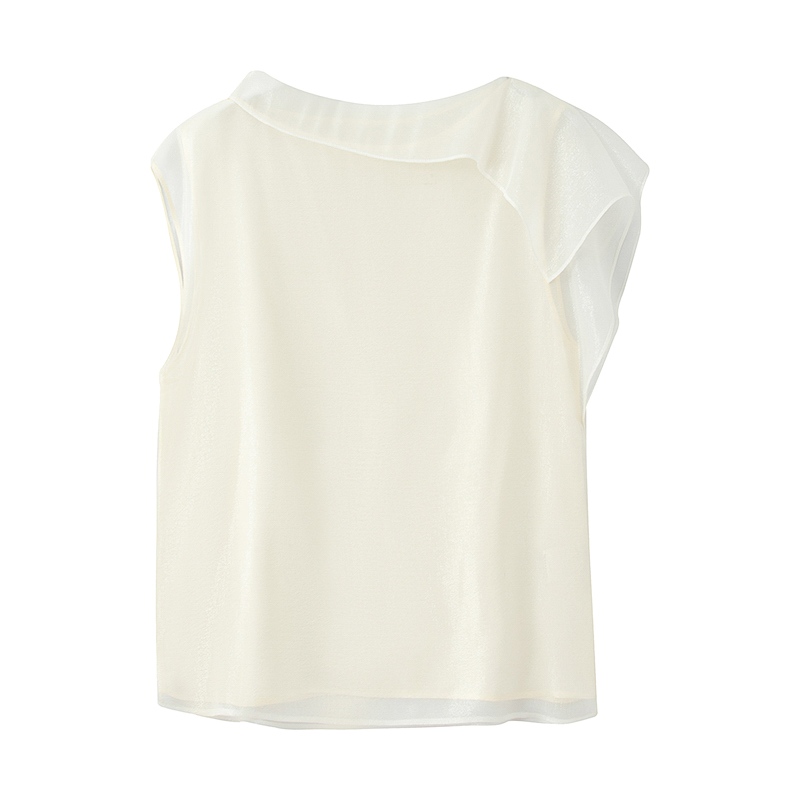 【艾家】商场同款2025夏款时尚百搭宽松显瘦翻领蝴蝶结衬衫女5055