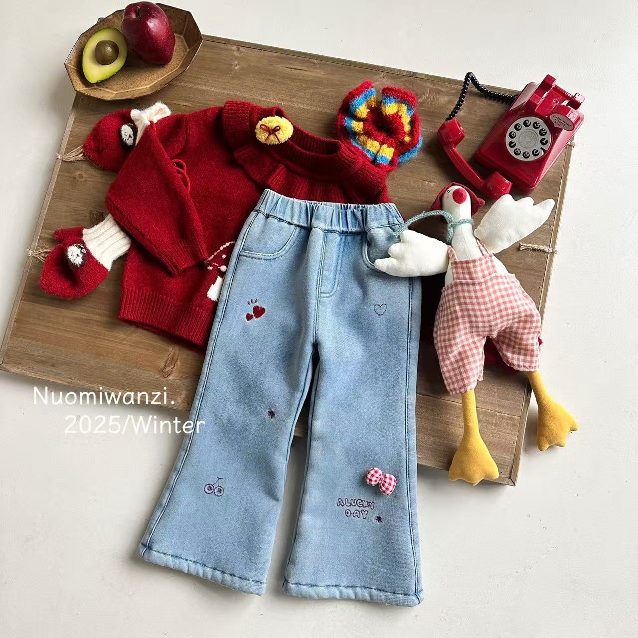 丸子十【S】儿童韩系百搭修身款微喇牛仔裤（年款）WZJ-54178