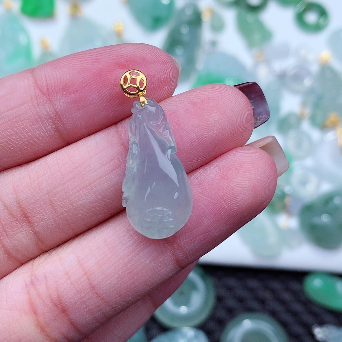 翡翠吊坠(不含链)18K金镶嵌