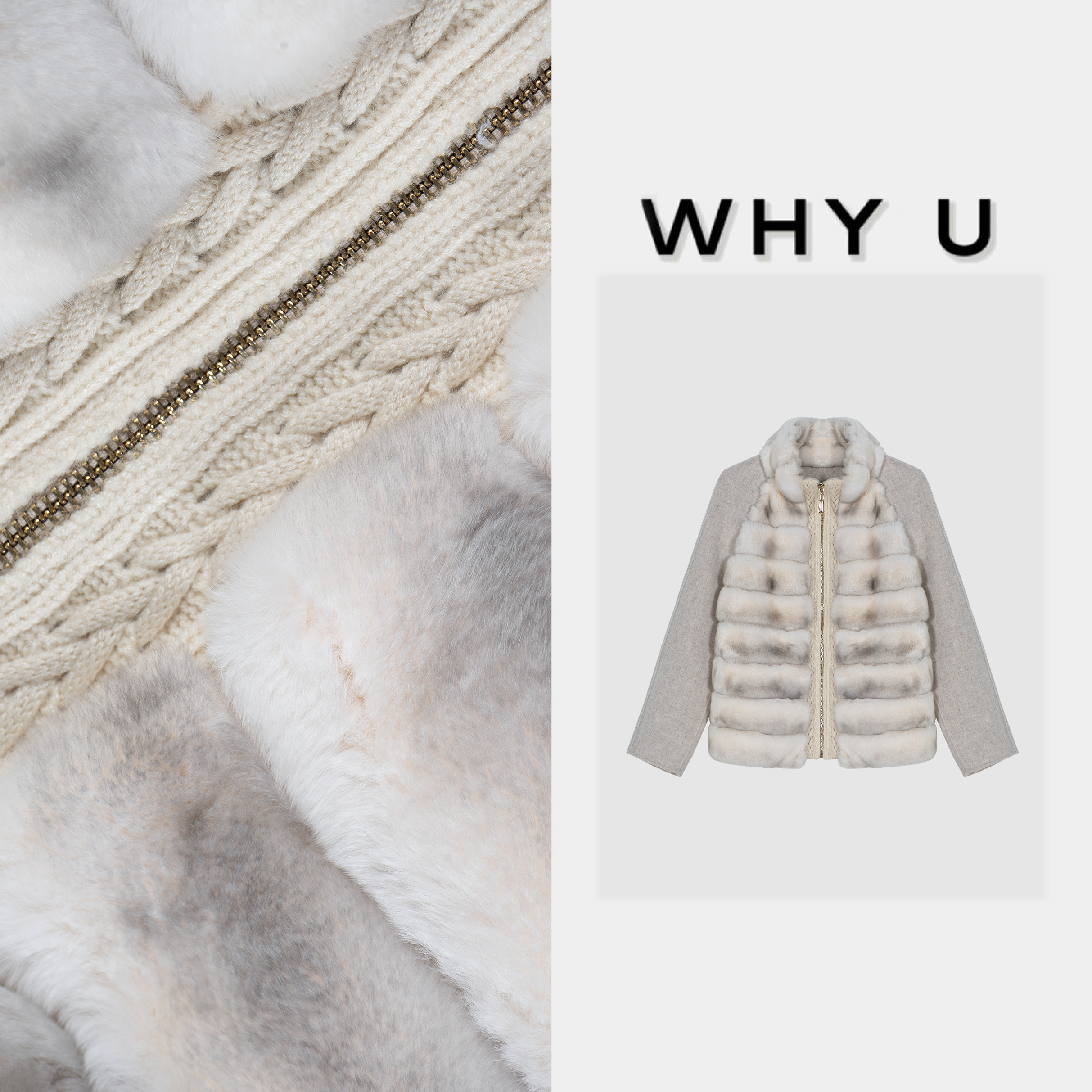 WHY U-25AW獭兔皮毛一体奢华轻奢时尚外套女【巴塞罗那】