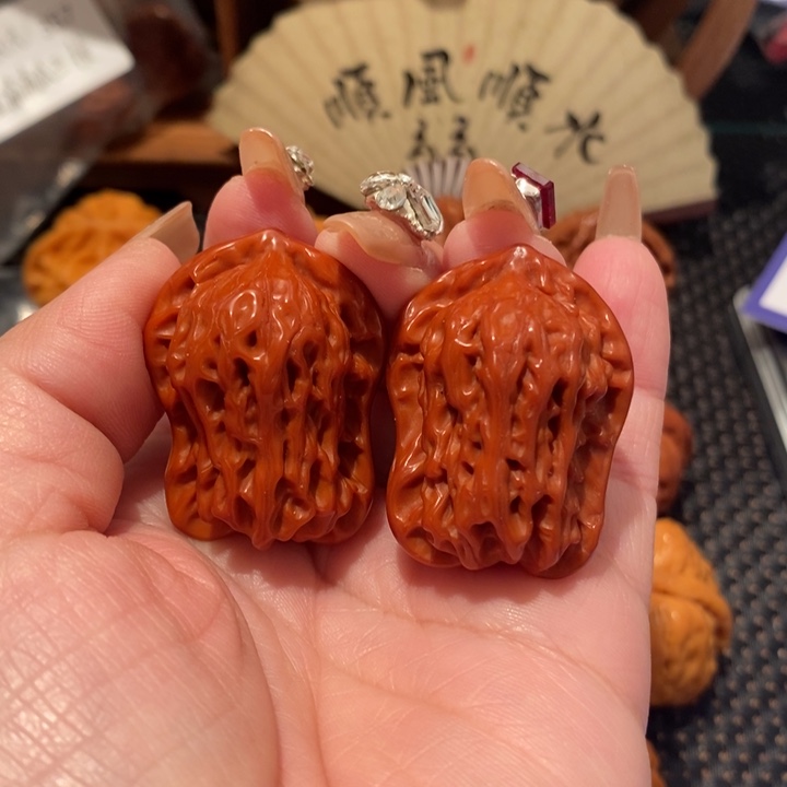 文玩核桃吊坠玉化花生葫芦434