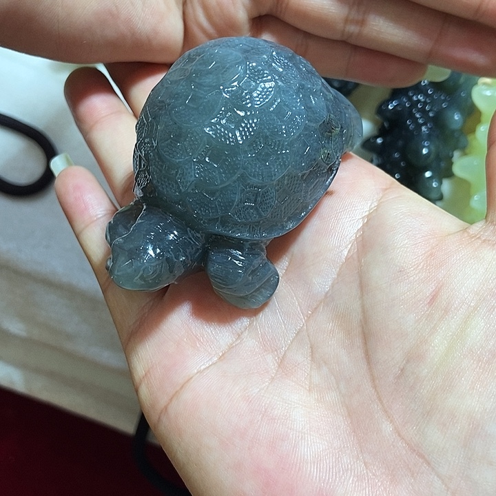 蛇纹石玉手把件合金一*耳