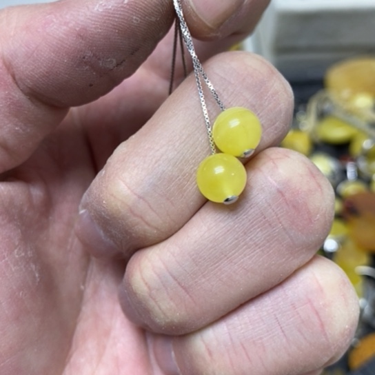 蜜蜡裸石银S925镶嵌耳坠