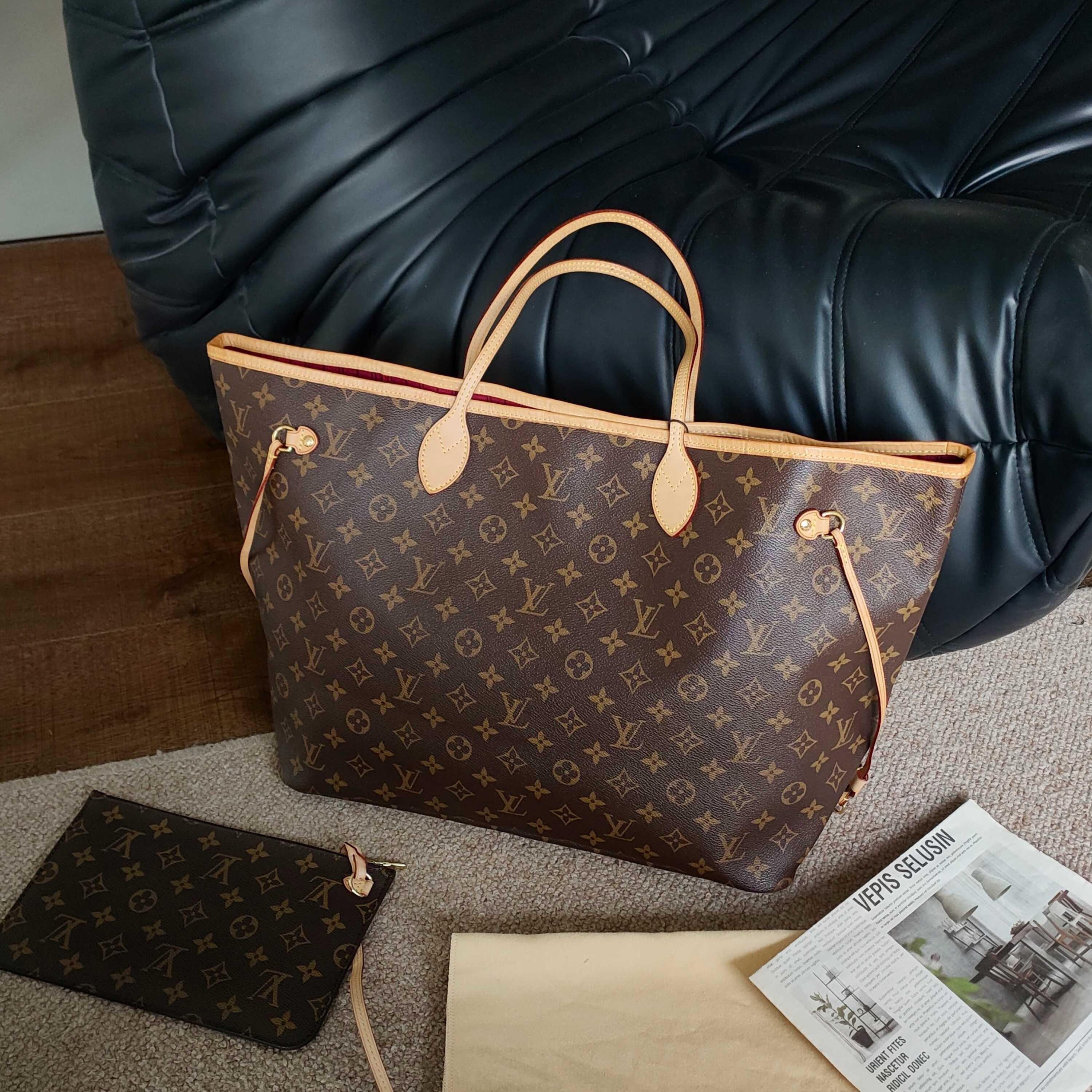 95新 LouisVuitton/路易威登 Azul-老花neverfull大号单肩包38195