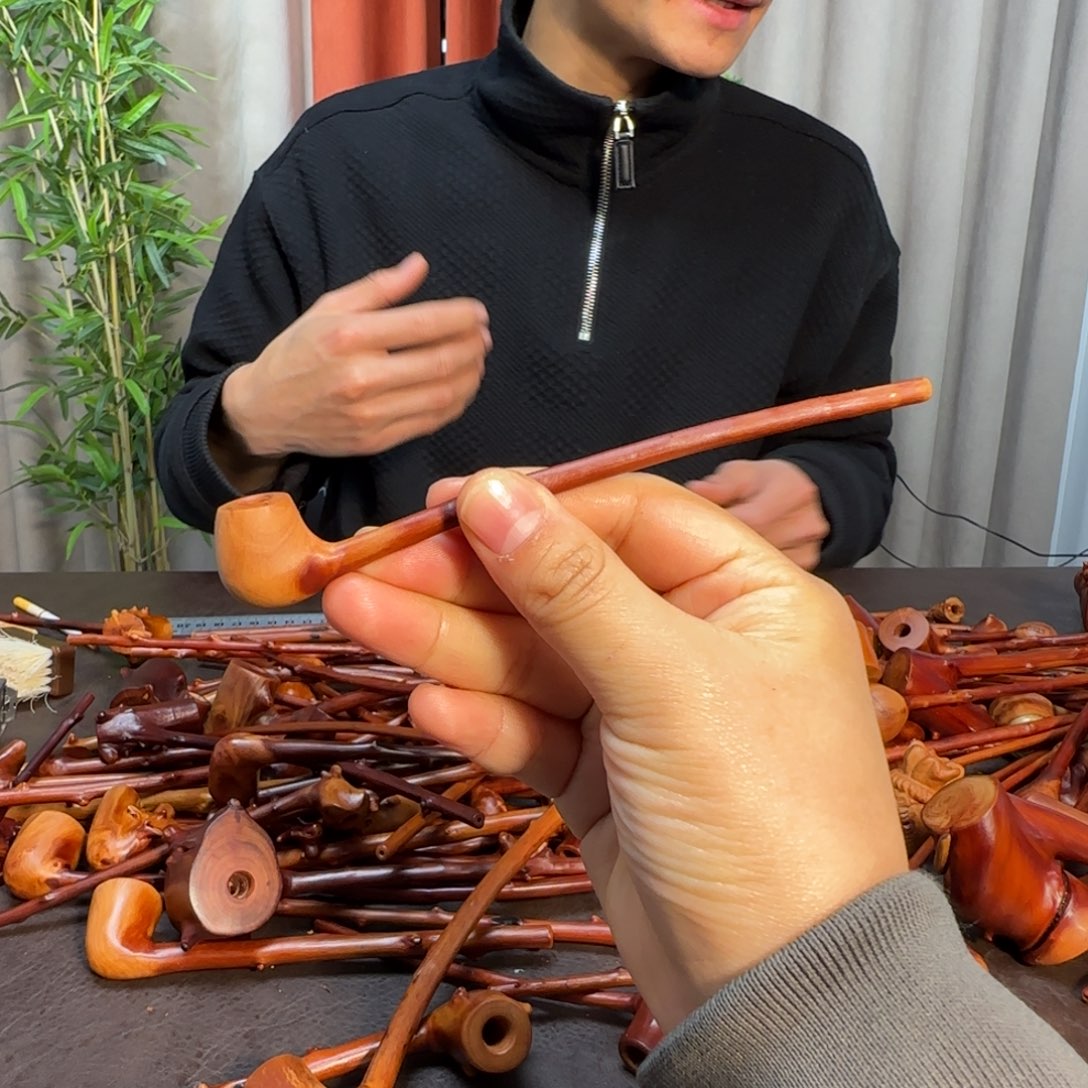 檬子木文玩手把件烟斗