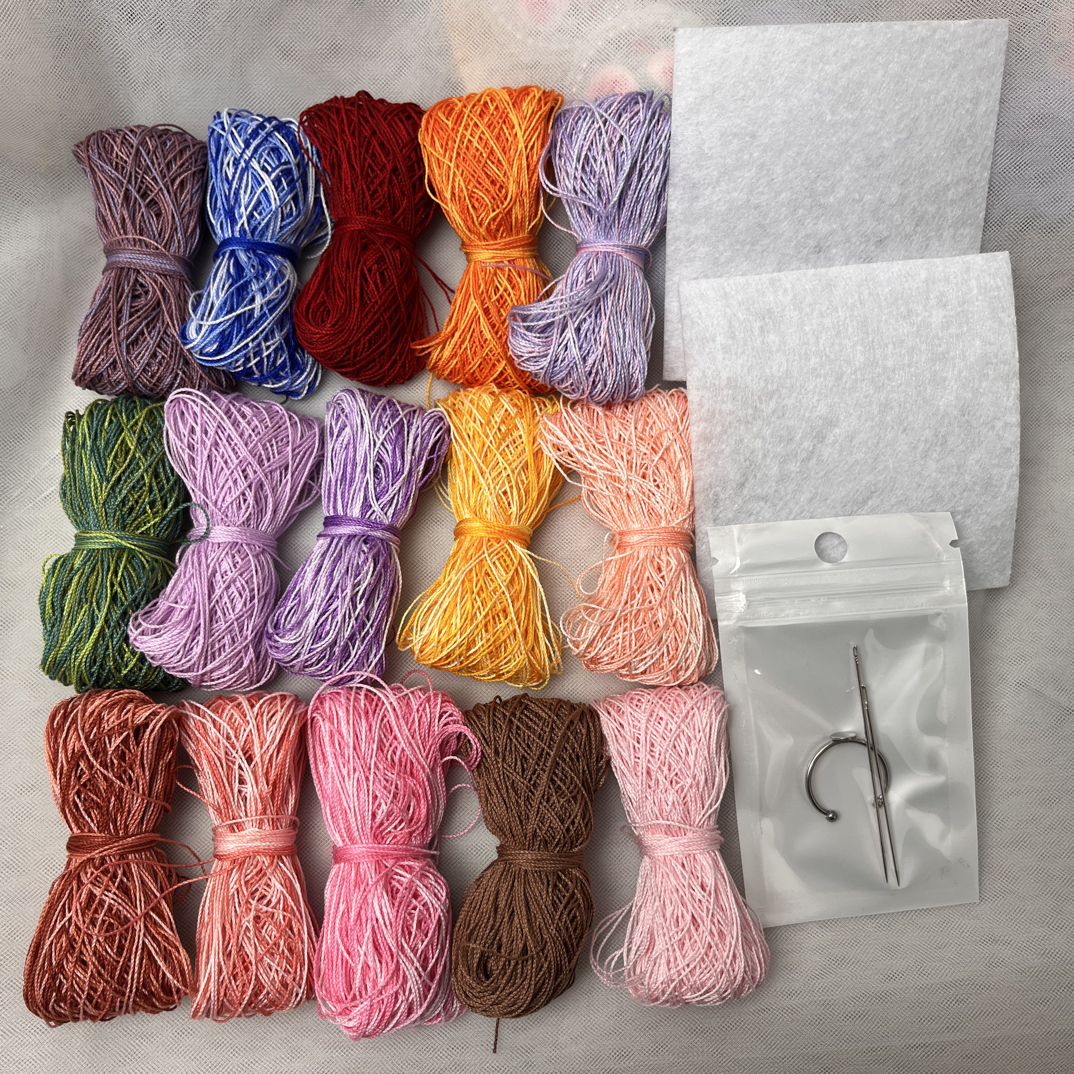 新手材料包，15个颜色各5克，有针、不织布、戒指底托