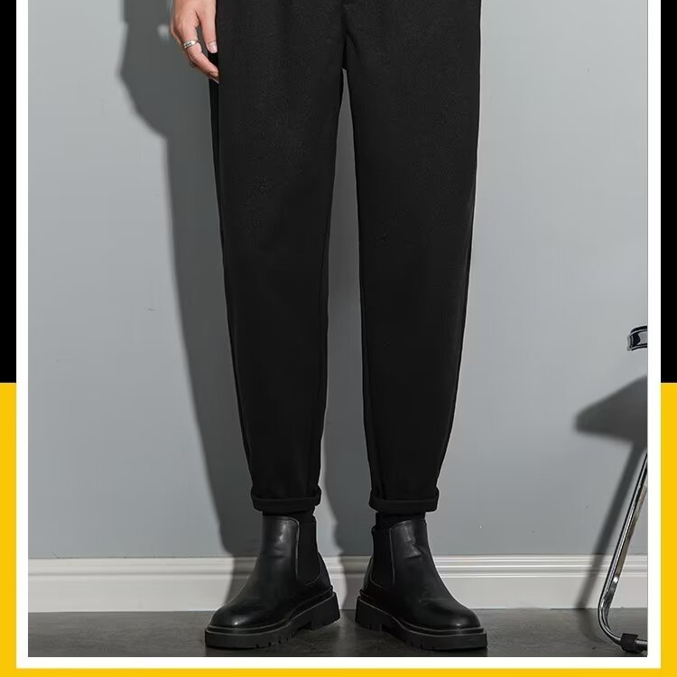 2023男韩版潮流秋冬季新款九分小西裤男士修身垂感西装裤休闲长裤