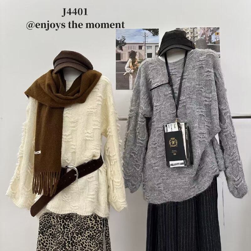 米满满-奶油欧尼（4401 #）韩系慵懒松弛感宽松毛衣kc
