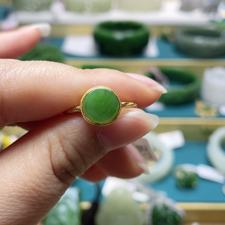 和田玉戒指银S925镶嵌