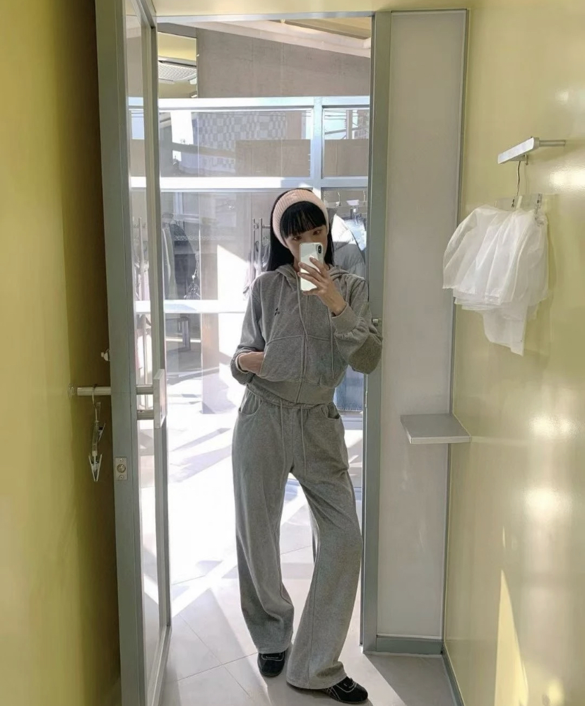 GXW2025SS 丝绒拉链卫衣休闲套装