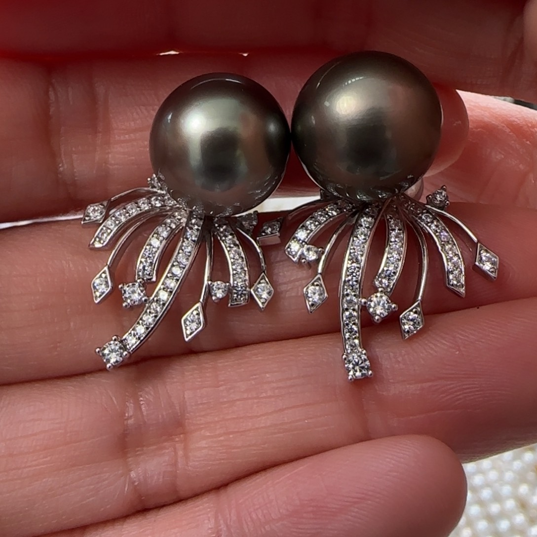 海水珍珠耳饰银S925镶嵌