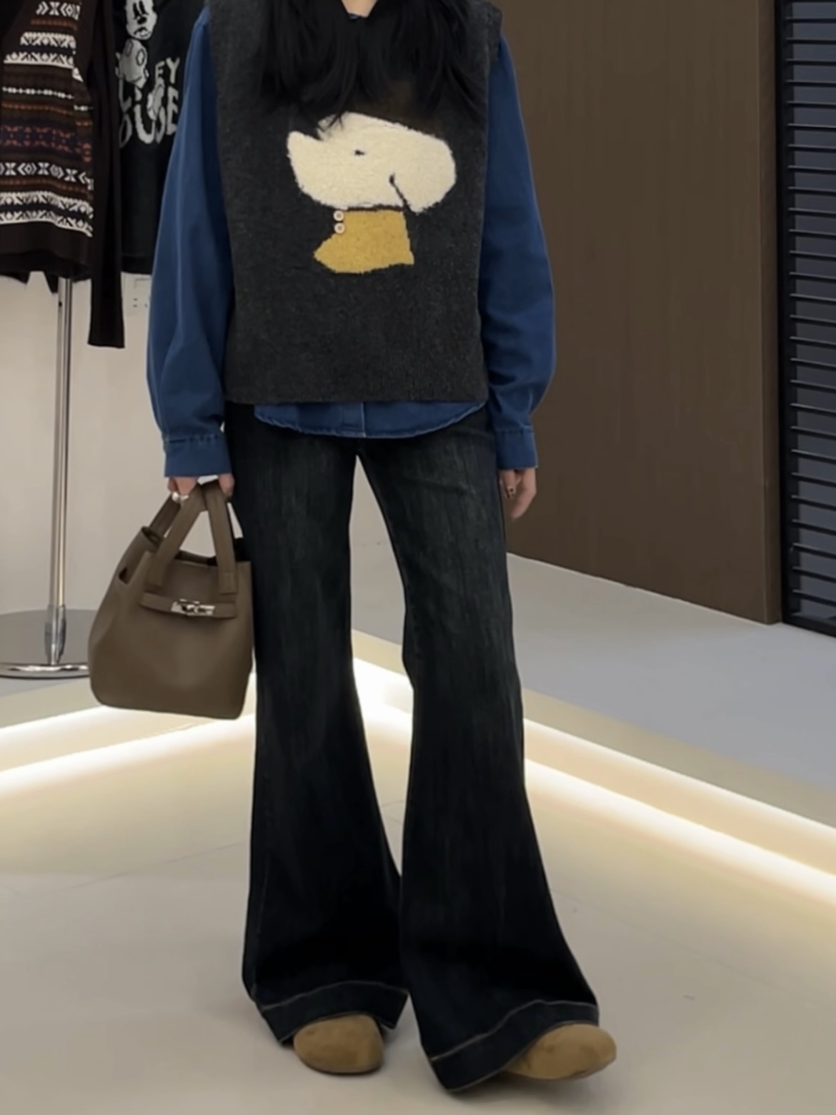 【Si&华严选】美式高街复古百搭微喇牛仔裤时尚高腰显瘦阔腿长裤205