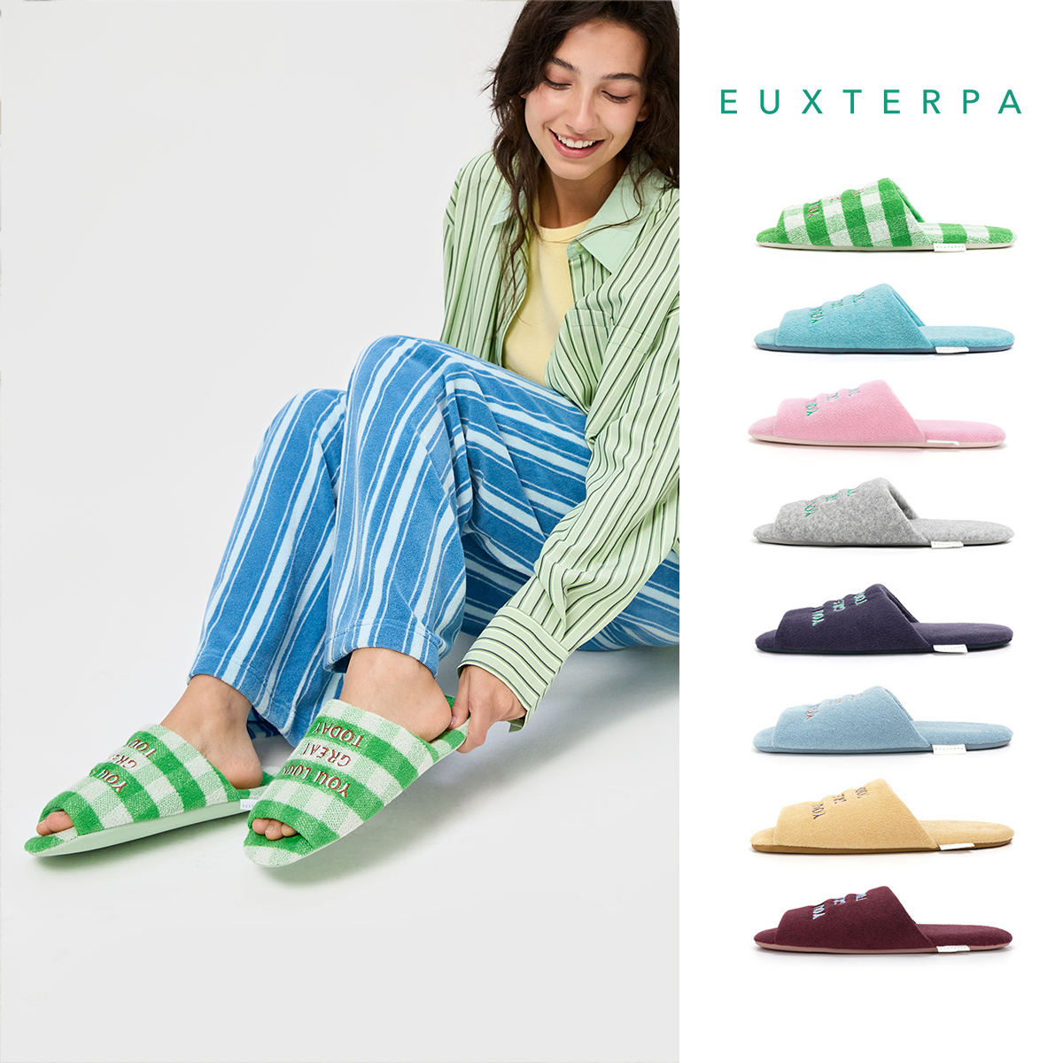 EUXTERPA欧特帕 刺绣拖鞋家居吸汗透气防滑静音高档棉拖男女秋冬