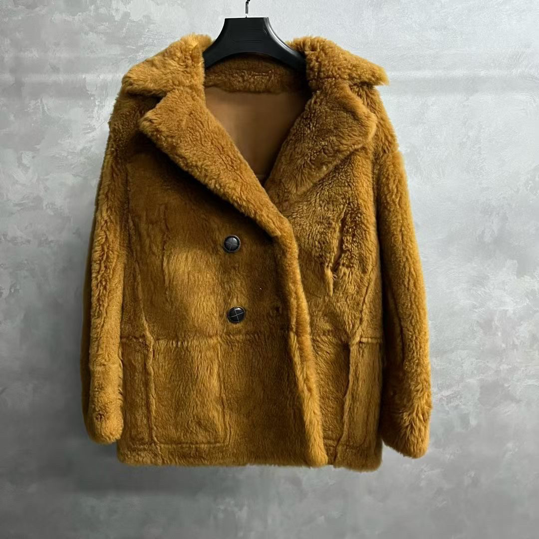 未使用 Loro Piana/诺悠翩雅 棕色纯色双排扣长袖夹克外套/40