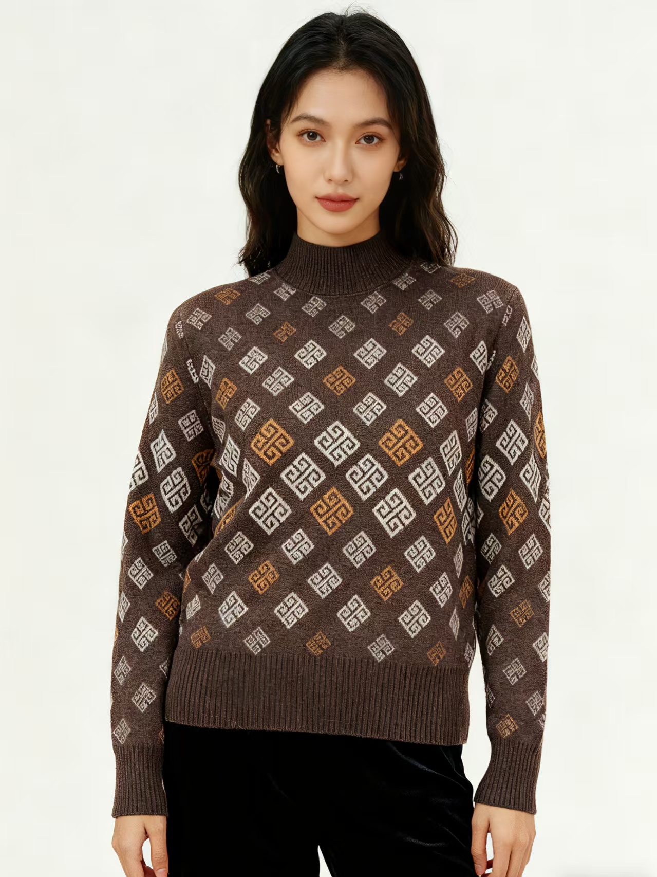 【 双G 韩国绒】2025秋冬气质百搭长袖条纹针织毛衣