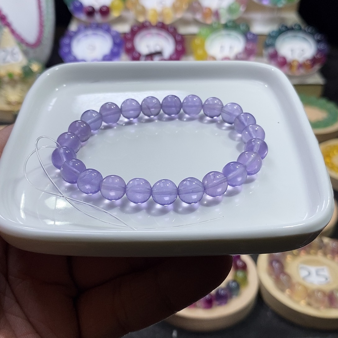 萤石手链未镶嵌8mm薰衣草紫