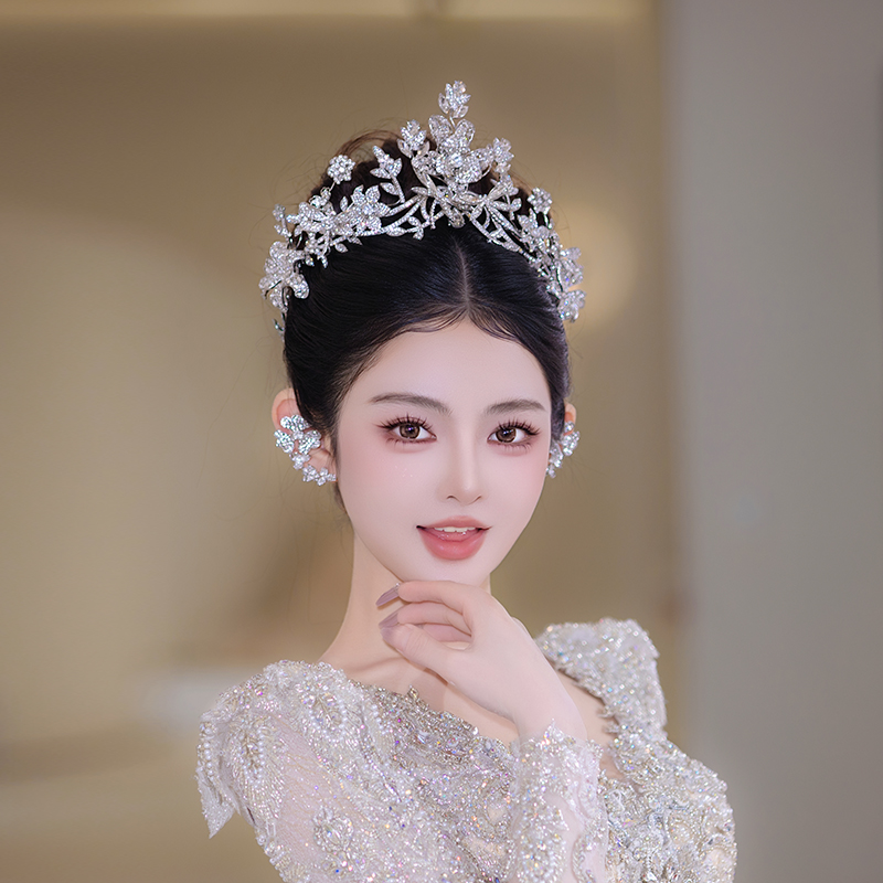 合金婚庆饰品 新娘皇冠公主高级闪亮王冠耳环生日婚纱发饰MT2567