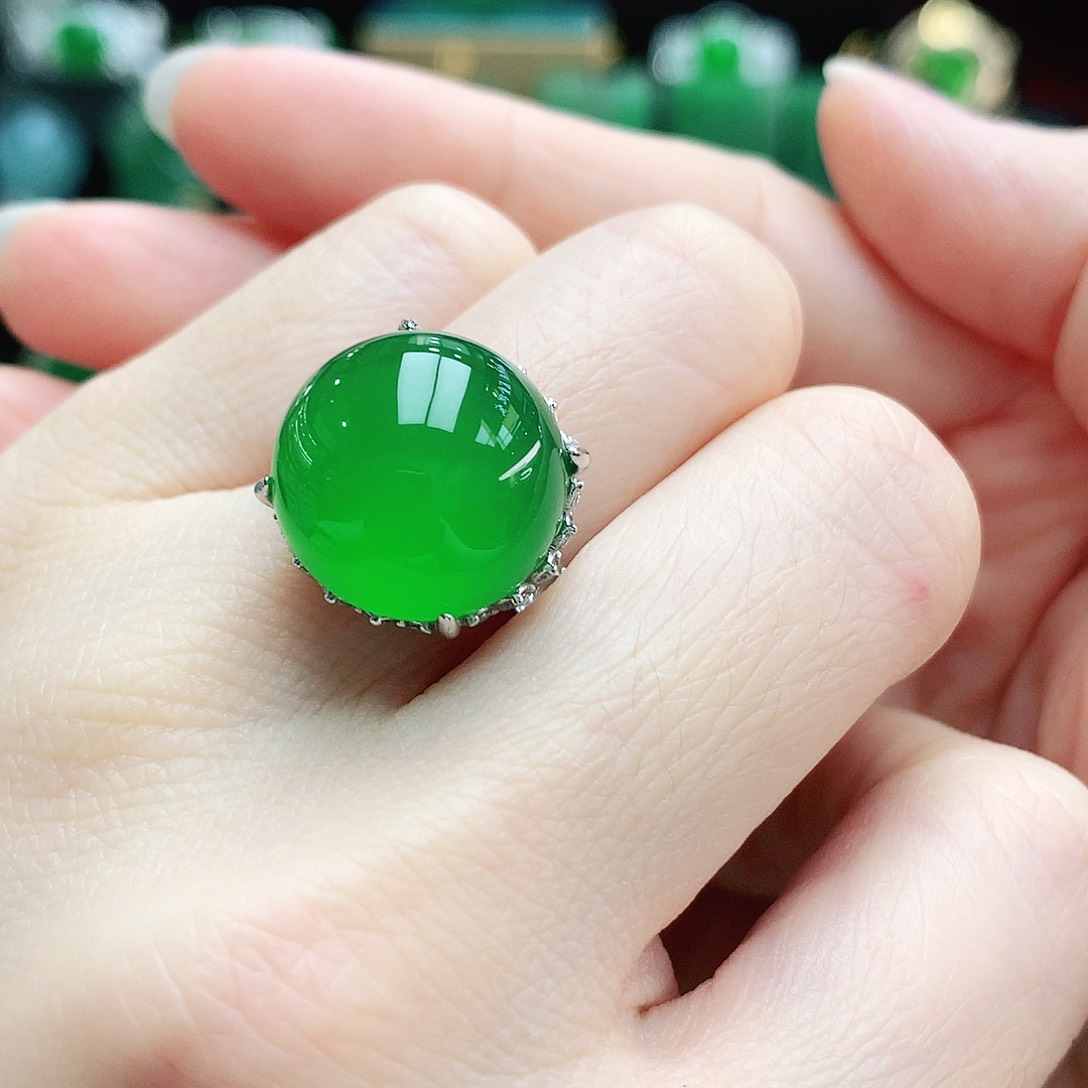 玛瑙/玉髓戒指银S925镶嵌